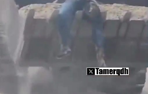 Thumbnail preview image for the video titled: IIDF bulldozer desecrating and mocking Palestinian bodies